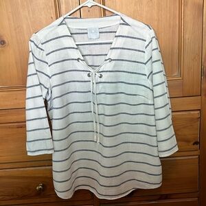 Striped Lace-Up Top